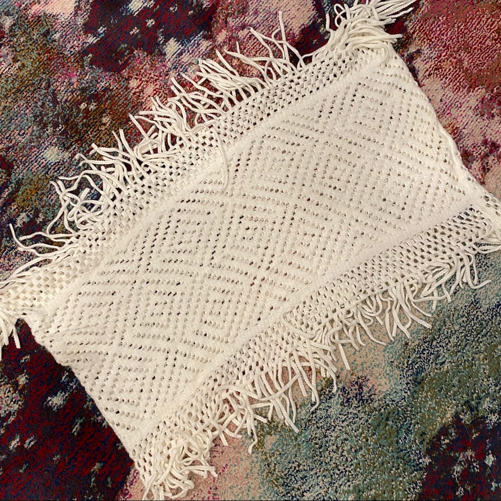 Cream Fringe Infinity Scarf